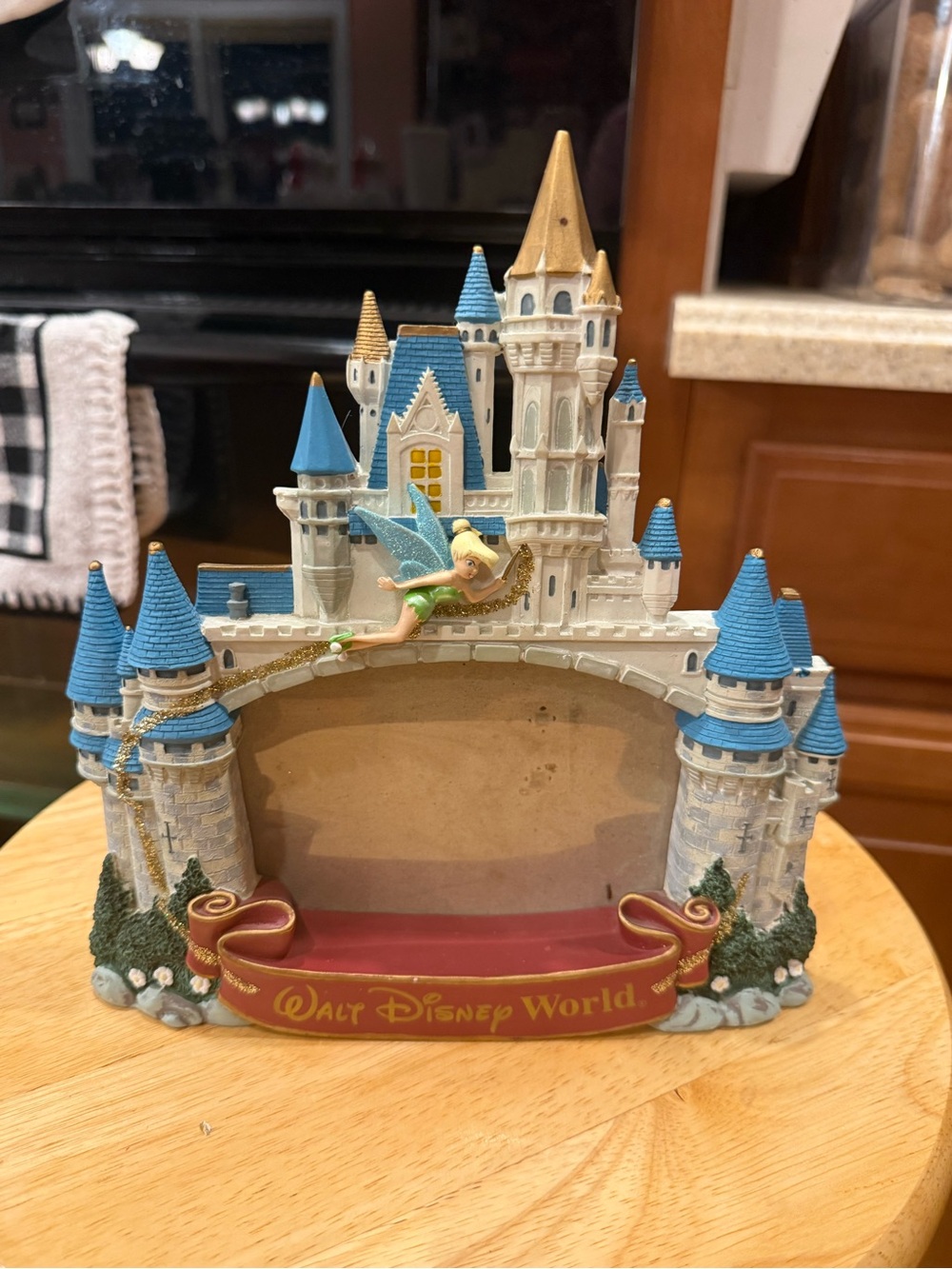 Disney Blue and Gold Castle Photo Frame with Red Banner-New!